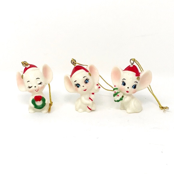 COMIC Other - VTG COMIC 3 Plastic Mice Christmas Tree Ornaments